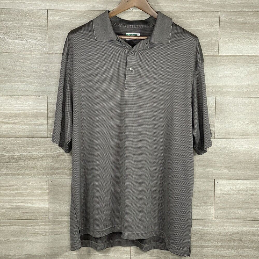 Ben Hogan Checkered Gray Performance Polo Short Sleeve Shirt Logo Mens XXL EUC
